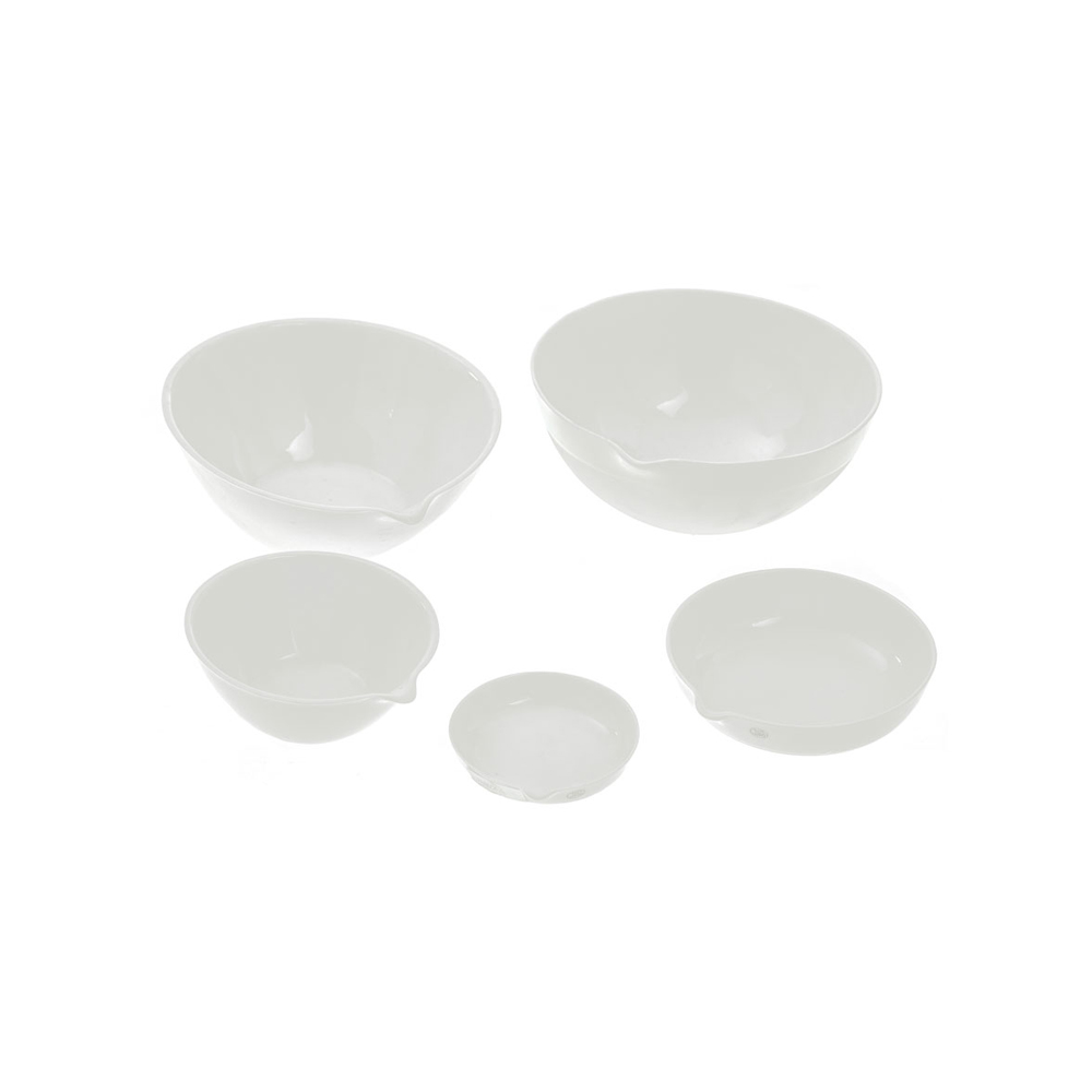 Evaporating dishes porcelain round bottom